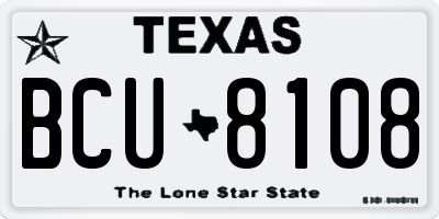 TX license plate BCU8108