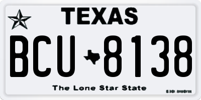 TX license plate BCU8138