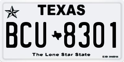 TX license plate BCU8301
