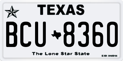 TX license plate BCU8360