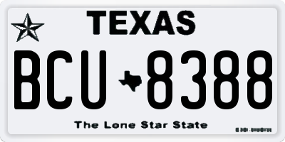 TX license plate BCU8388