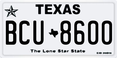 TX license plate BCU8600
