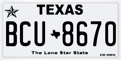 TX license plate BCU8670