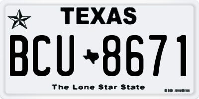 TX license plate BCU8671