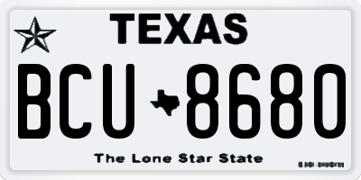 TX license plate BCU8680