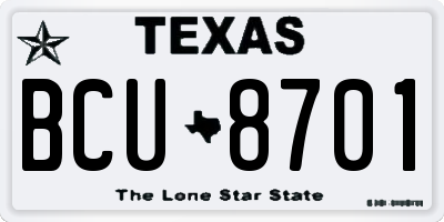 TX license plate BCU8701