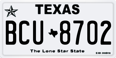 TX license plate BCU8702