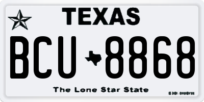 TX license plate BCU8868