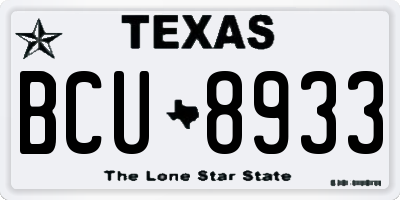 TX license plate BCU8933
