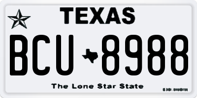 TX license plate BCU8988