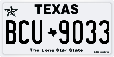 TX license plate BCU9033