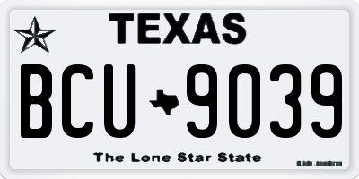 TX license plate BCU9039