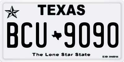 TX license plate BCU9090