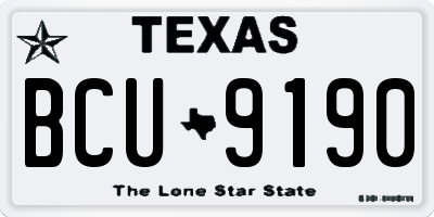 TX license plate BCU9190