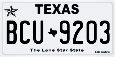 TX license plate BCU9203