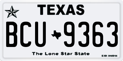 TX license plate BCU9363