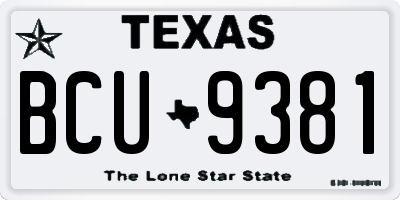 TX license plate BCU9381