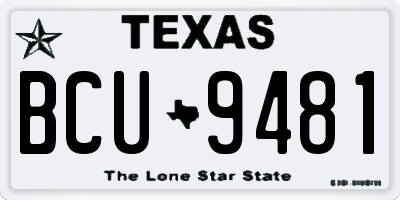 TX license plate BCU9481