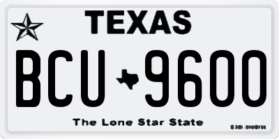 TX license plate BCU9600