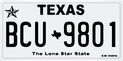 TX license plate BCU9801