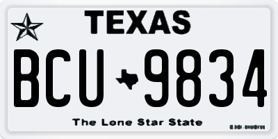 TX license plate BCU9834