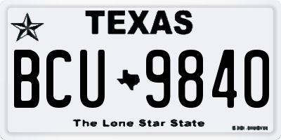 TX license plate BCU9840