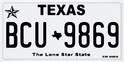 TX license plate BCU9869