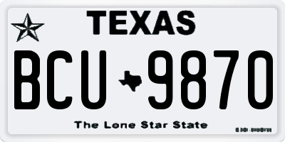 TX license plate BCU9870
