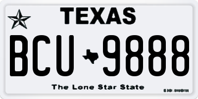 TX license plate BCU9888