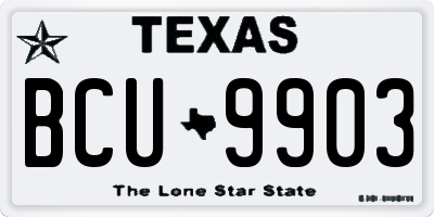 TX license plate BCU9903
