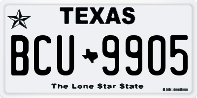 TX license plate BCU9905