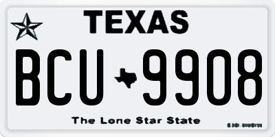 TX license plate BCU9908
