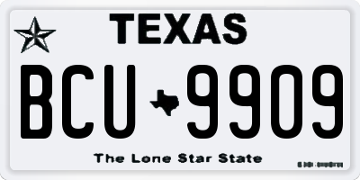 TX license plate BCU9909