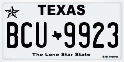 TX license plate BCU9923