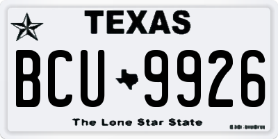 TX license plate BCU9926