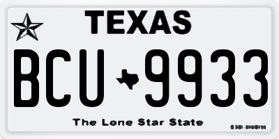 TX license plate BCU9933