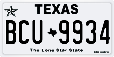TX license plate BCU9934