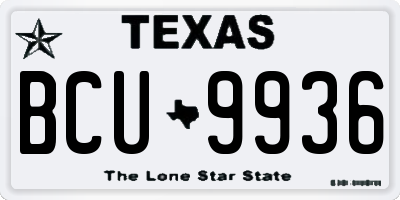 TX license plate BCU9936