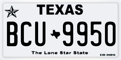 TX license plate BCU9950