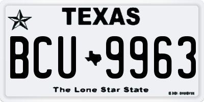 TX license plate BCU9963