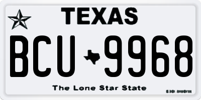 TX license plate BCU9968
