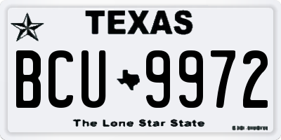 TX license plate BCU9972
