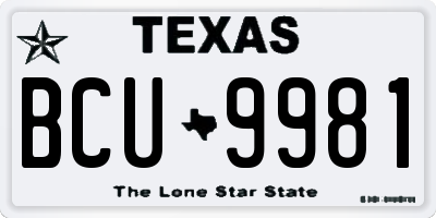 TX license plate BCU9981