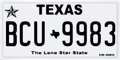 TX license plate BCU9983