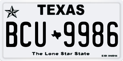 TX license plate BCU9986