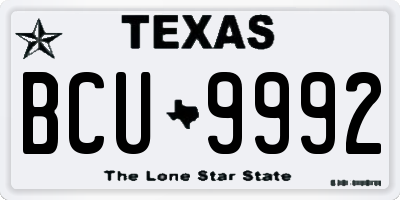 TX license plate BCU9992