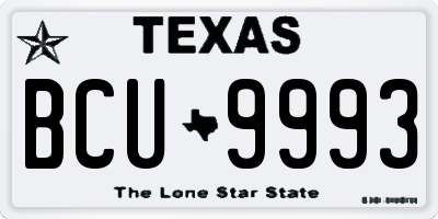 TX license plate BCU9993