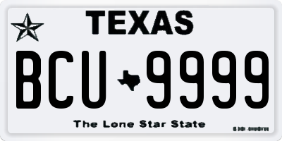 TX license plate BCU9999
