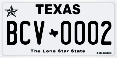 TX license plate BCV0002