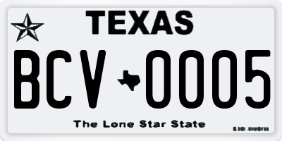 TX license plate BCV0005